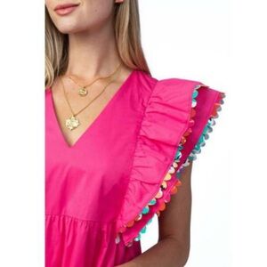 CROSBY by Mollie Burch Holden Short Tiered Skirt Dress Pink Love